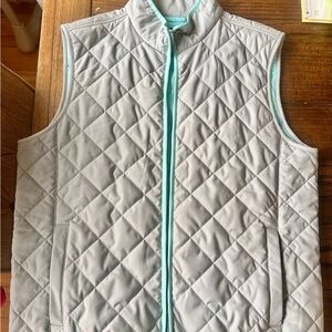 Quilted Gray Vest with Teal Accents